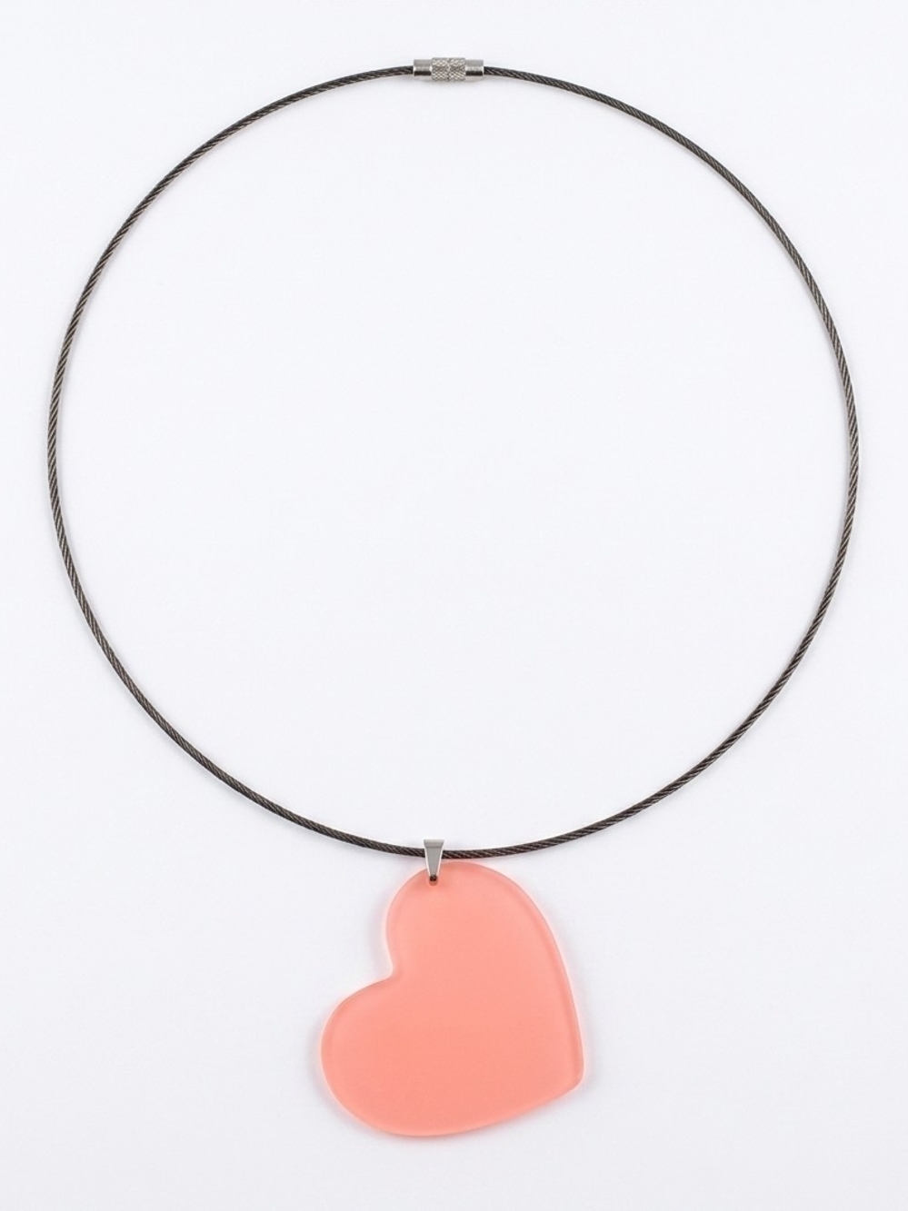 Pink Heart Pendant Stainless Steel Necklace - Women Jewelry